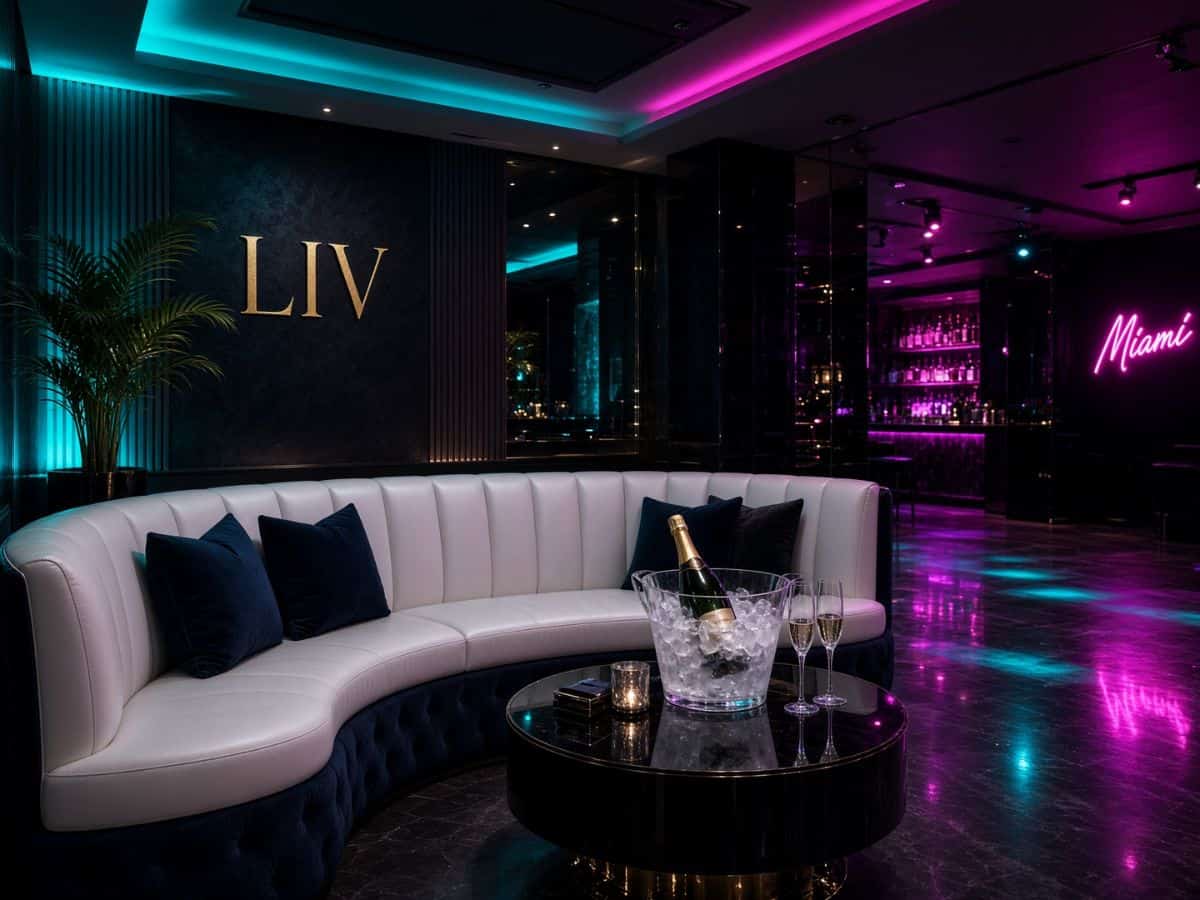 VIP bottle service table in an upscale Miami nightclub
