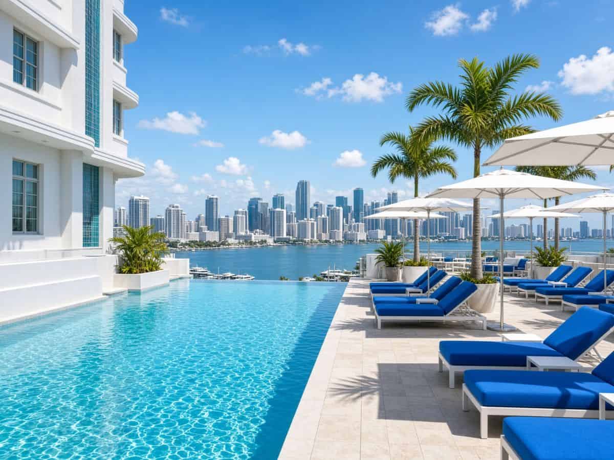Rooftop infinity pool overlooking the Miami skyline